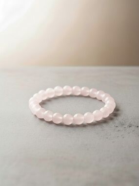 Delicate Rose Quartz Stretch Bracelet - Pink